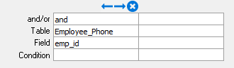 Conditional fields with and/or, table, and field filled out.